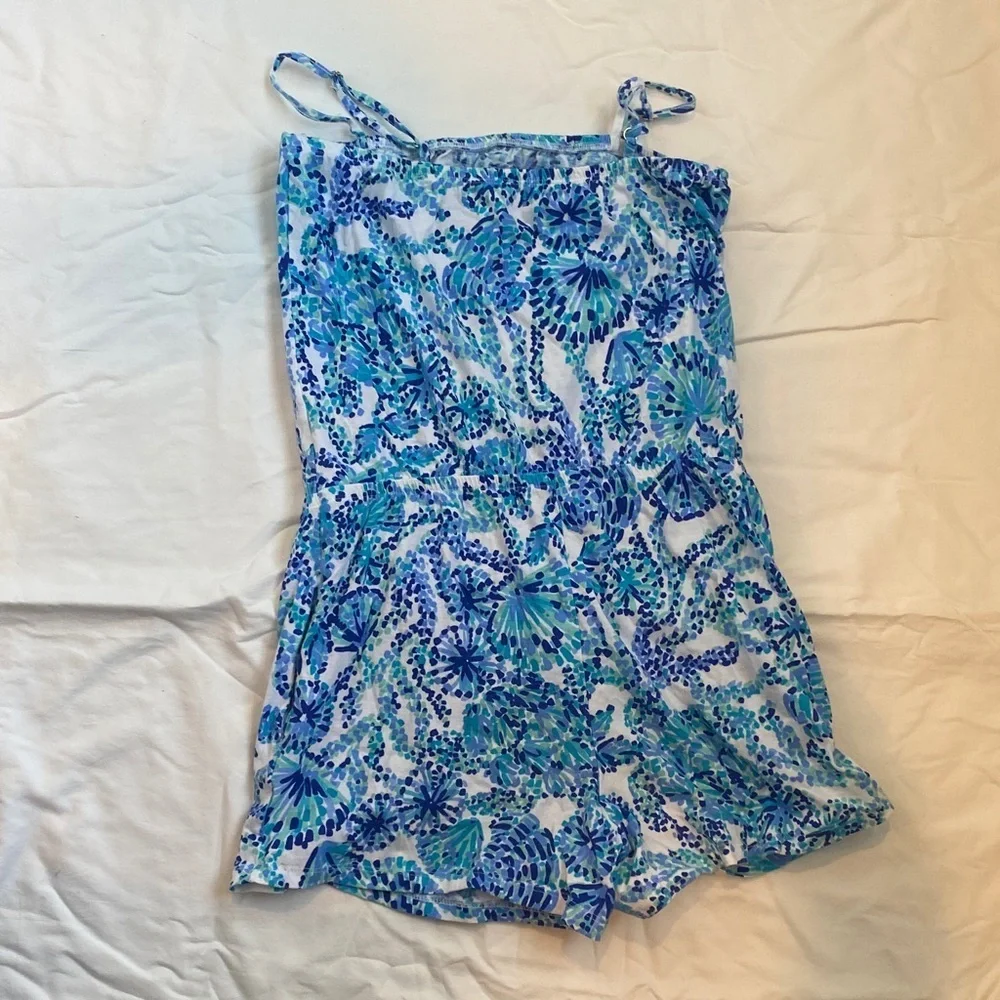 Lilly Pulitzer Blue & Aqua Floral Girls Romper